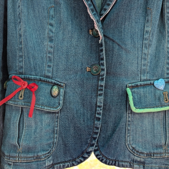 Denim Blazer Hand Crafted Upcycled - Picture 7 of 10